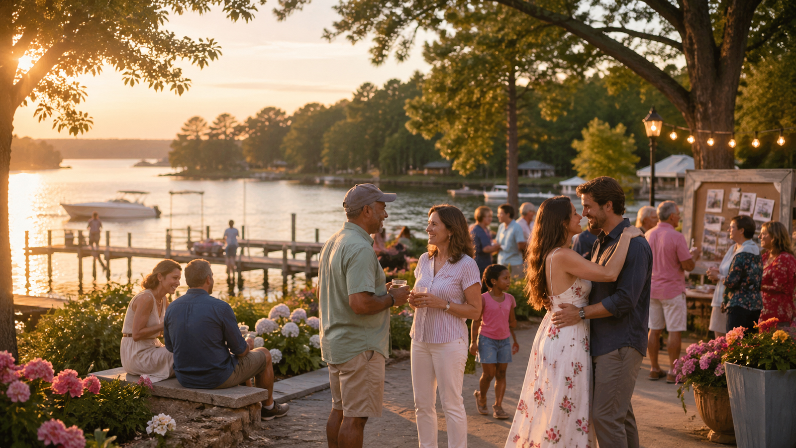 Positive lakeside community gathering around Lake Wedowee