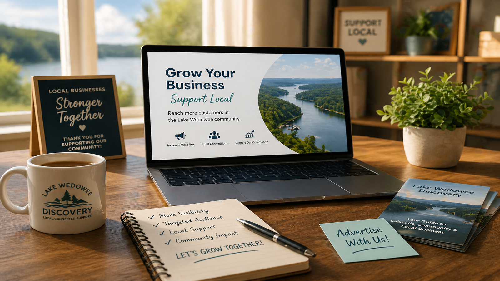 Local business marketing and Lake Wedowee Discovery advertising materials