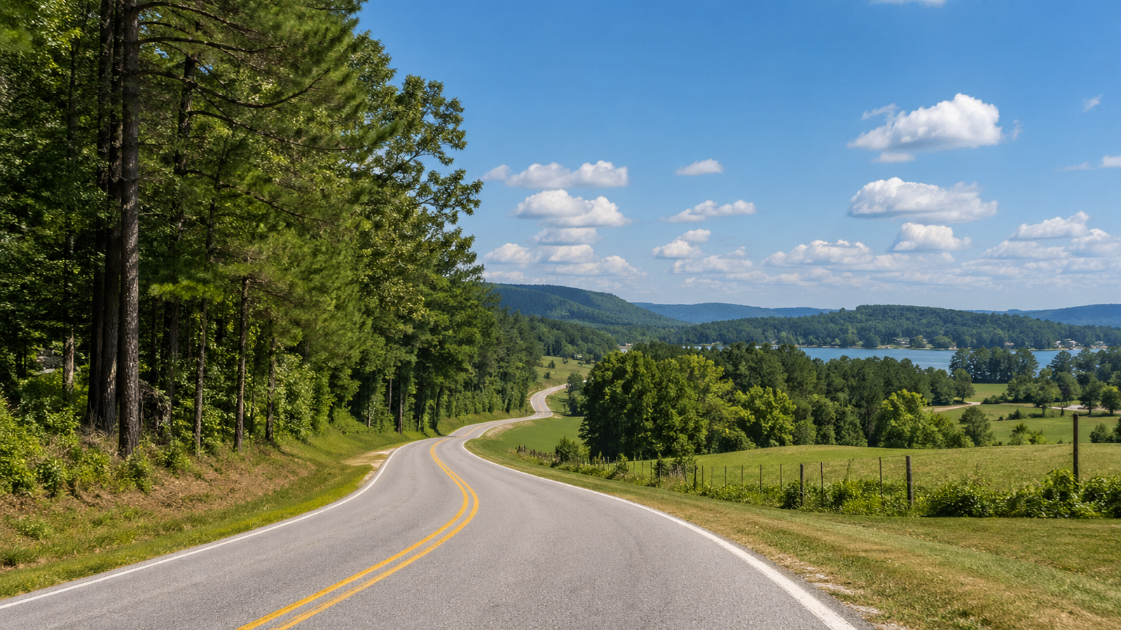 Scenic country road near Lake Wedowee